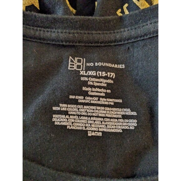 No Boundaries No Bo Black Metallic Gold Cat Print Shirt Women XL Long Sleeve - Picture 7 of 9